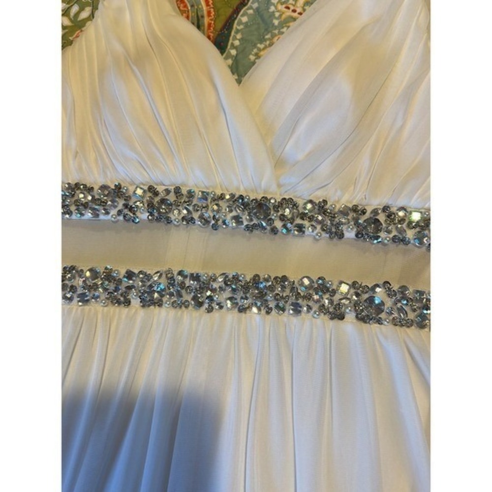 Ivory Formal Gown Embellished Empire‎ Waist Evening Dress Bridesmaid Maxi - Picture 9 of 9